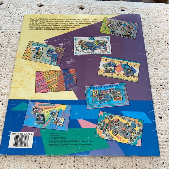 Retro Mickey's World Tour 6 Book Covers Vintage 1991 Complete By Golden books - Picture 2 of 8